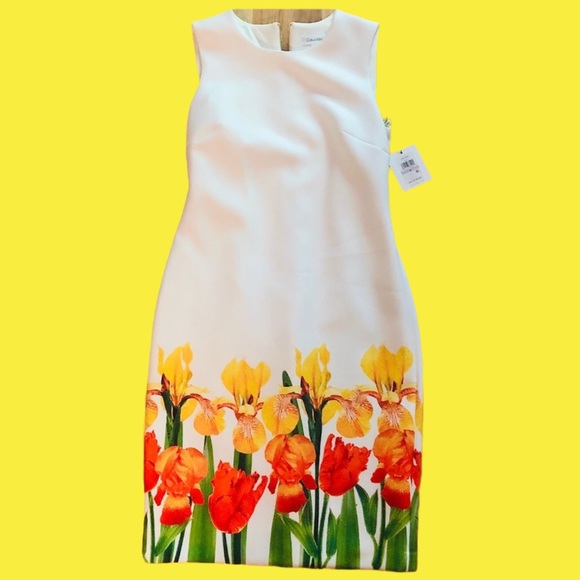 Calvin Klein Floral Hem Sheath Dress Sz 6 NWT - Picture 8 of 14